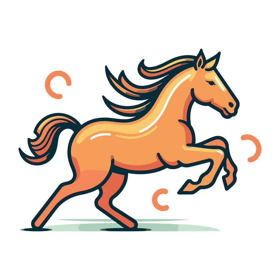 Pferd Laufen auf Weiß Hintergrund. Vektor Illustration im eben Stil.