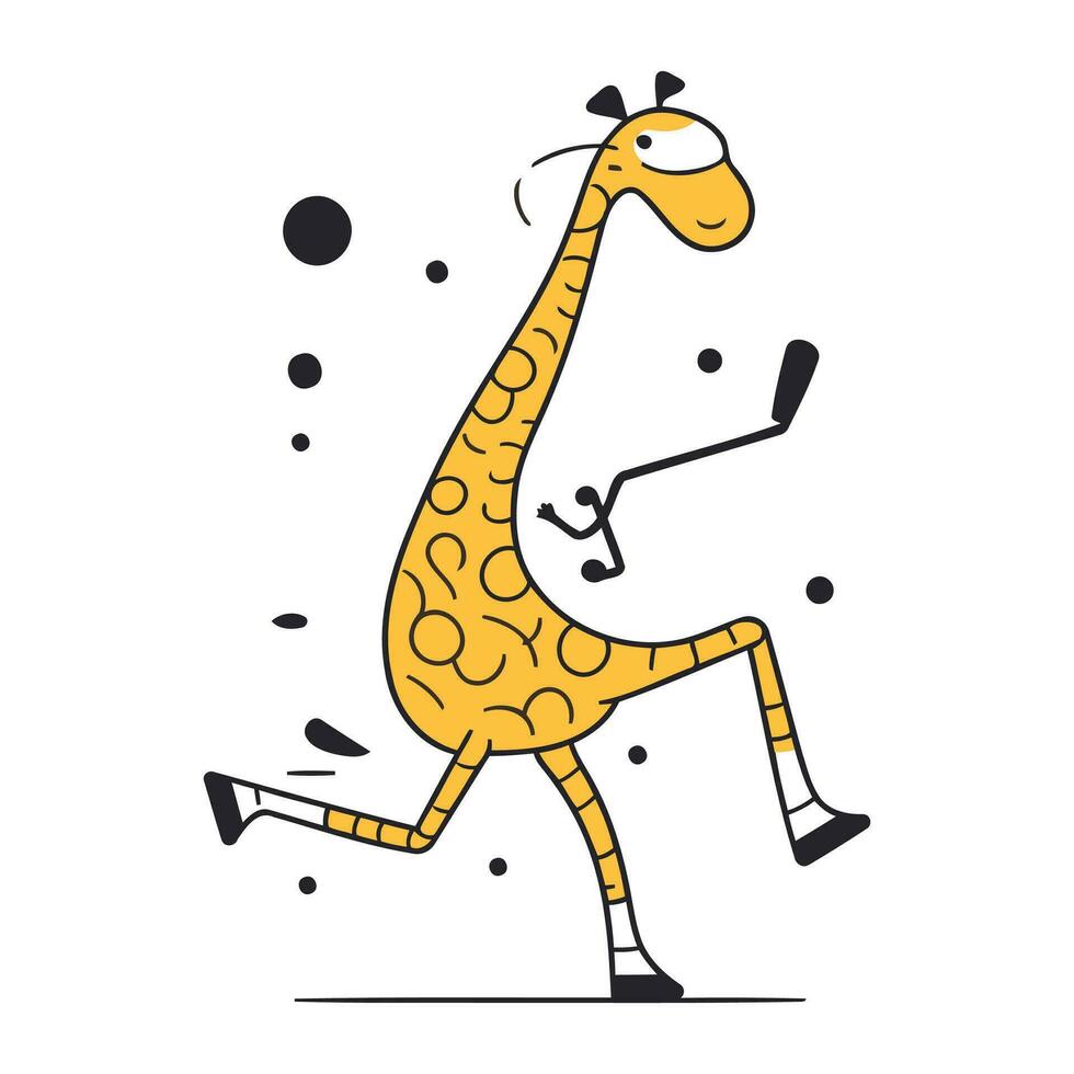 süß Giraffe Tanzen. Vektor Illustration im eben Karikatur Stil.