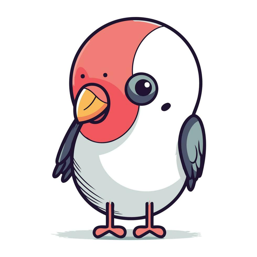 süß Karikatur Papagei Vogel isoliert auf Weiß Hintergrund. Vektor Illustration.