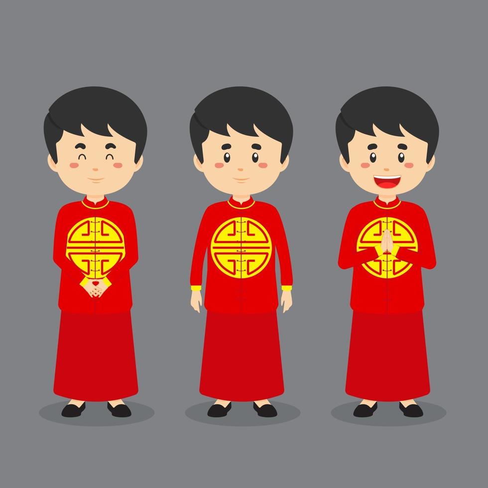 kinesisk karaktär med olika uttryck vektor