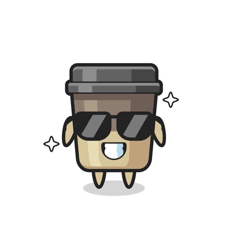 Cartoon-Maskottchen der Kaffeetasse mit cooler Geste vektor