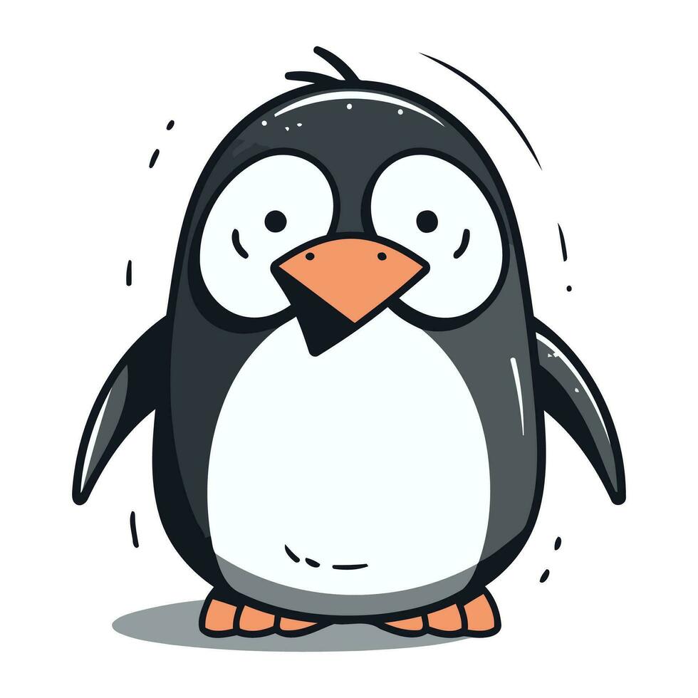 söt tecknad serie pingvin. vektor illustration isolerat på vit bakgrund.