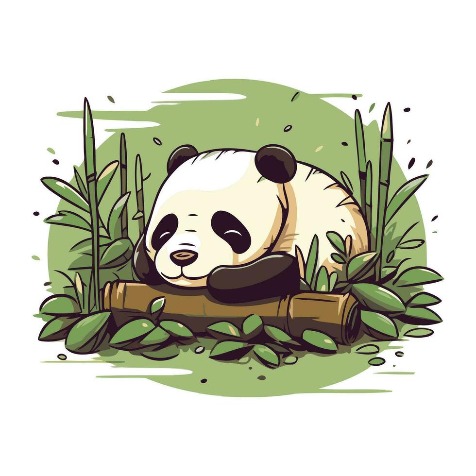 süß Panda Bär Standort auf Bambus. Vektor Illustration.