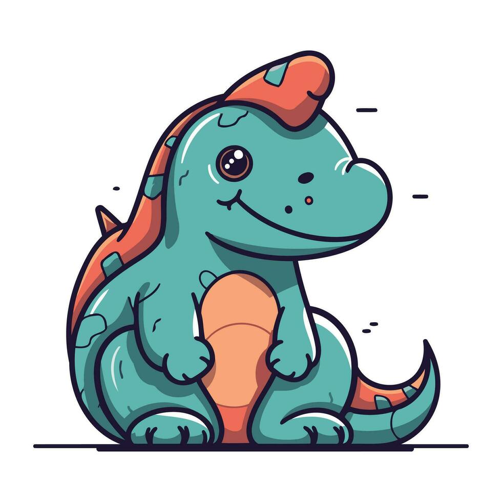 söt tecknad serie dinosaurie. vektor illustration. söt dinosaurie karaktär.