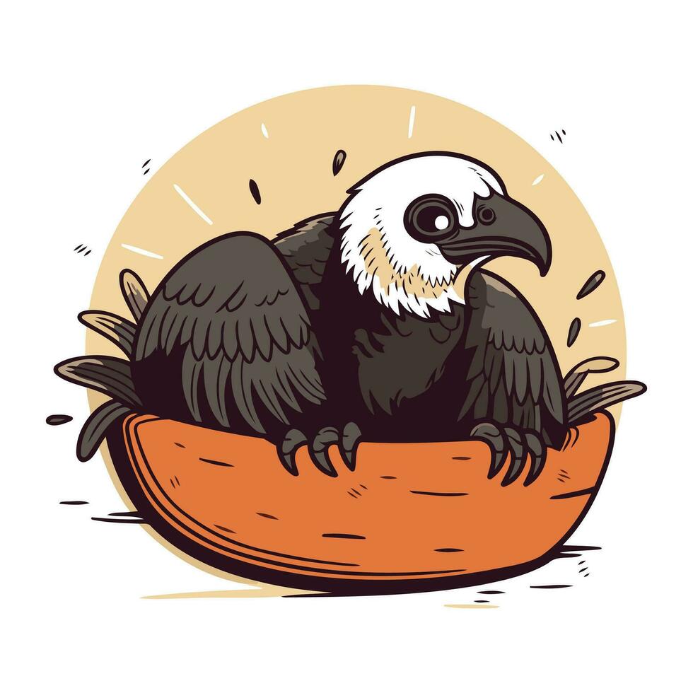 Adler Sitzung im ein Nest. Vektor Illustration im skizzieren Stil.