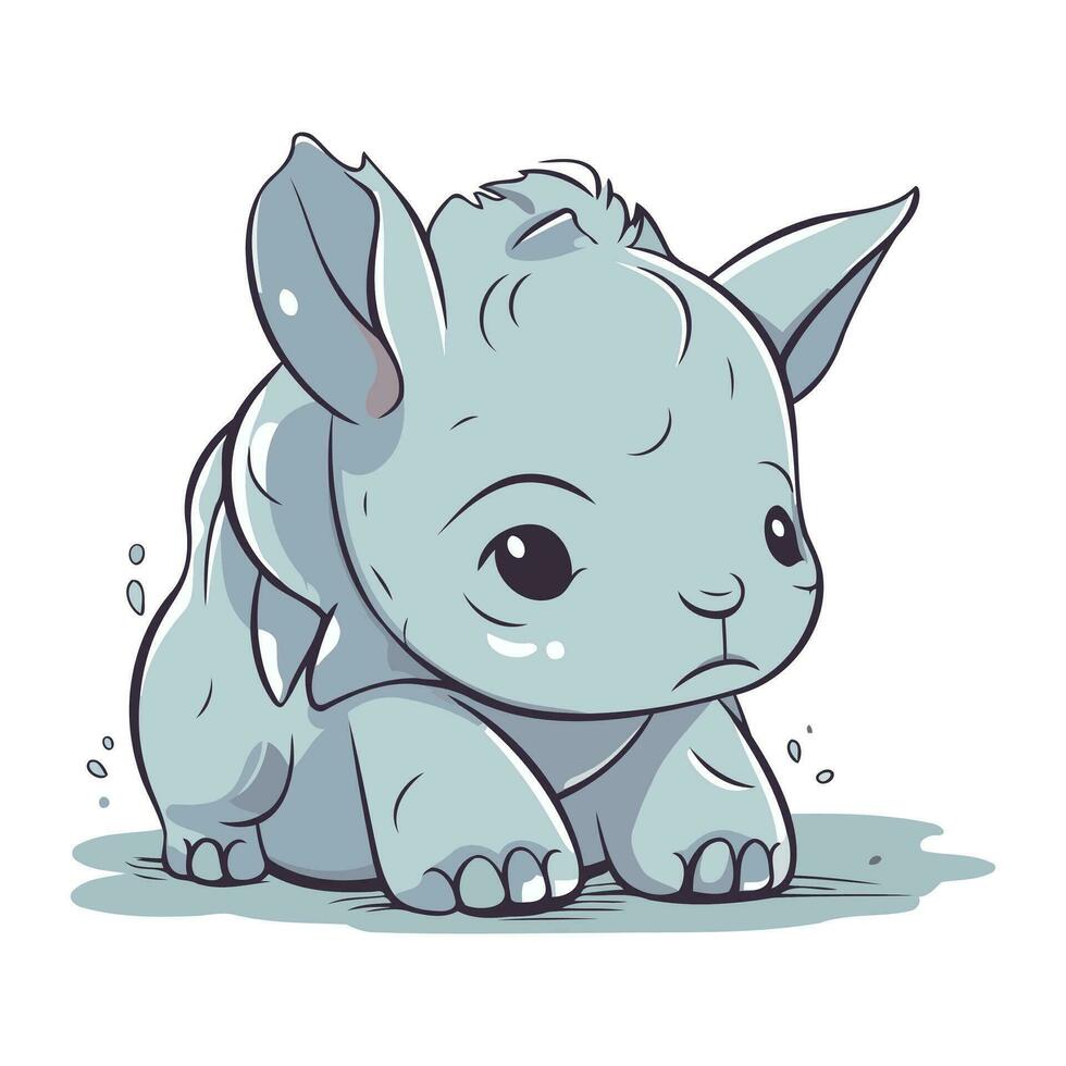 süß wenig Baby Nashorn im Karikatur Stil. Vektor Illustration.