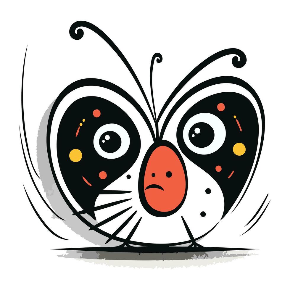 komisch Karikatur Schmetterling auf ein Weiß Hintergrund. Vektor Illustration. eps 10.