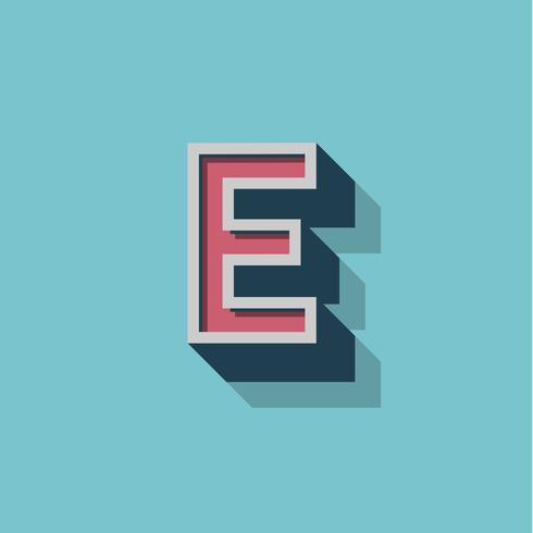 Retro 3D-tecken från ett fontset, vektor illustration