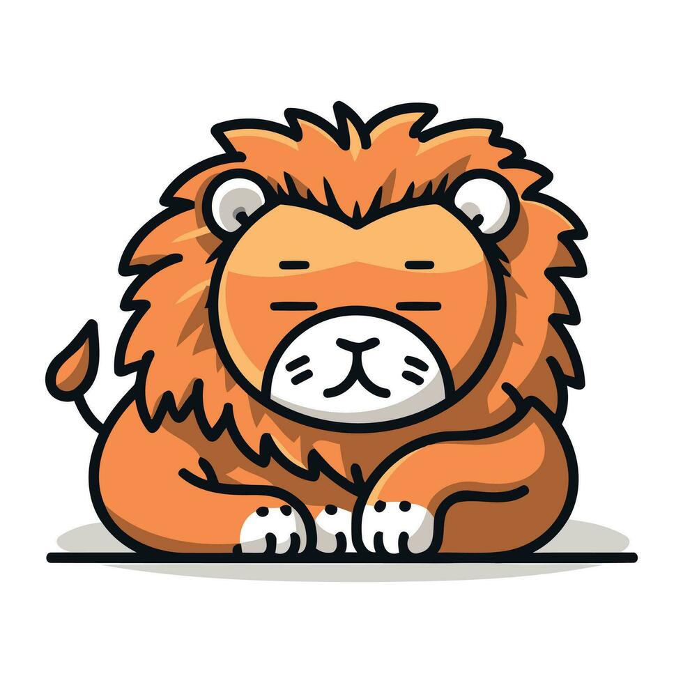 tecknad serie söt lejon. vektor illustration av en söt tecknad serie lejon.
