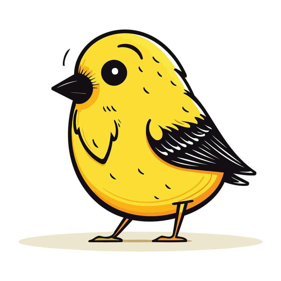 söt liten gul fågel. tecknad serie vektor illustration på vit bakgrund.