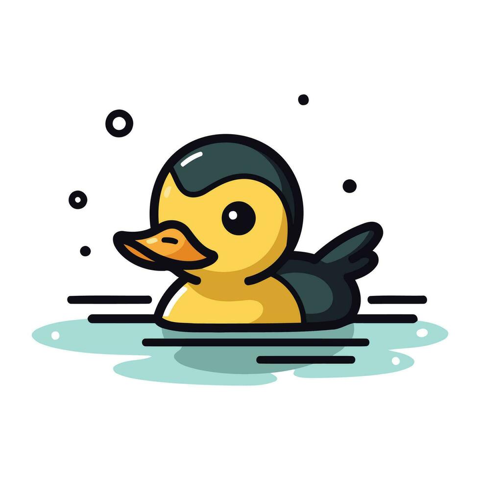 süß Ente Schwimmen im das Wasser. Vektor Illustration im Karikatur Stil.