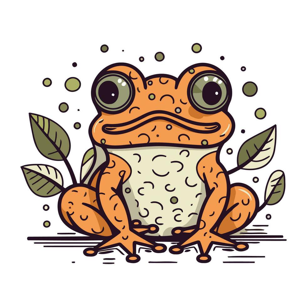 süß Karikatur Frosch. Vektor Illustration. isoliert auf Weiß Hintergrund.