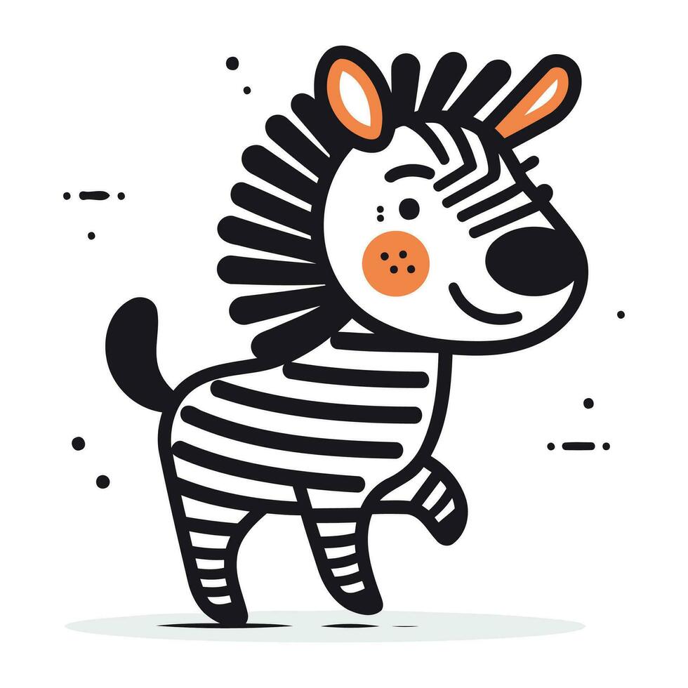 zebra klotter hand dragen ikon. söt tecknad serie zebra vektor illustration.
