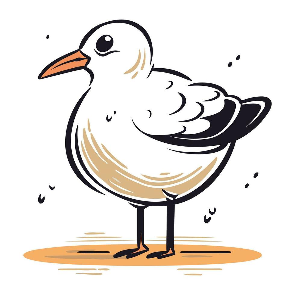 fiskmås. vektor illustration av en fågel på en vit bakgrund.