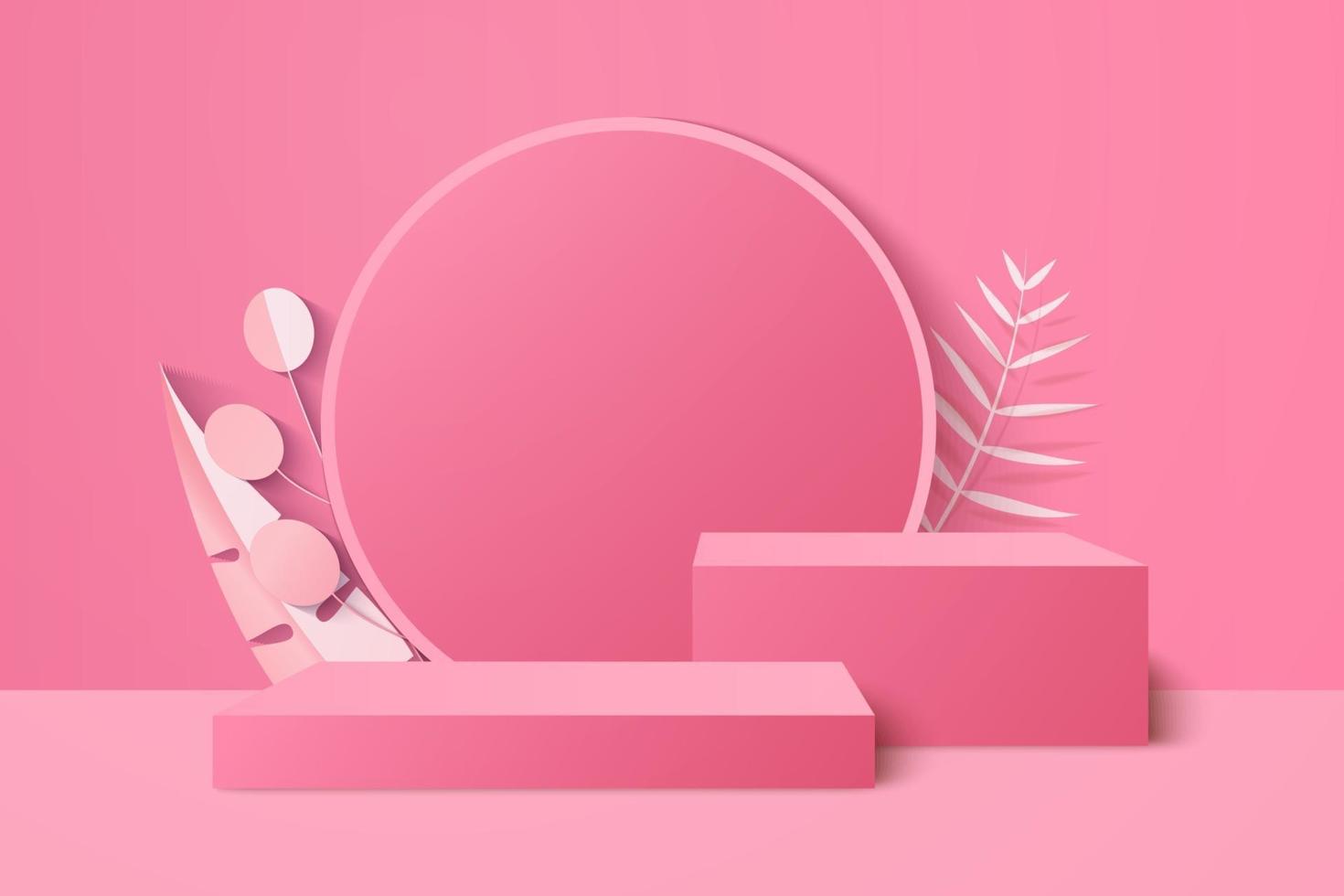 backgr3d rosa Rendering mit Podium und minimaler rosa Wandszene vektor