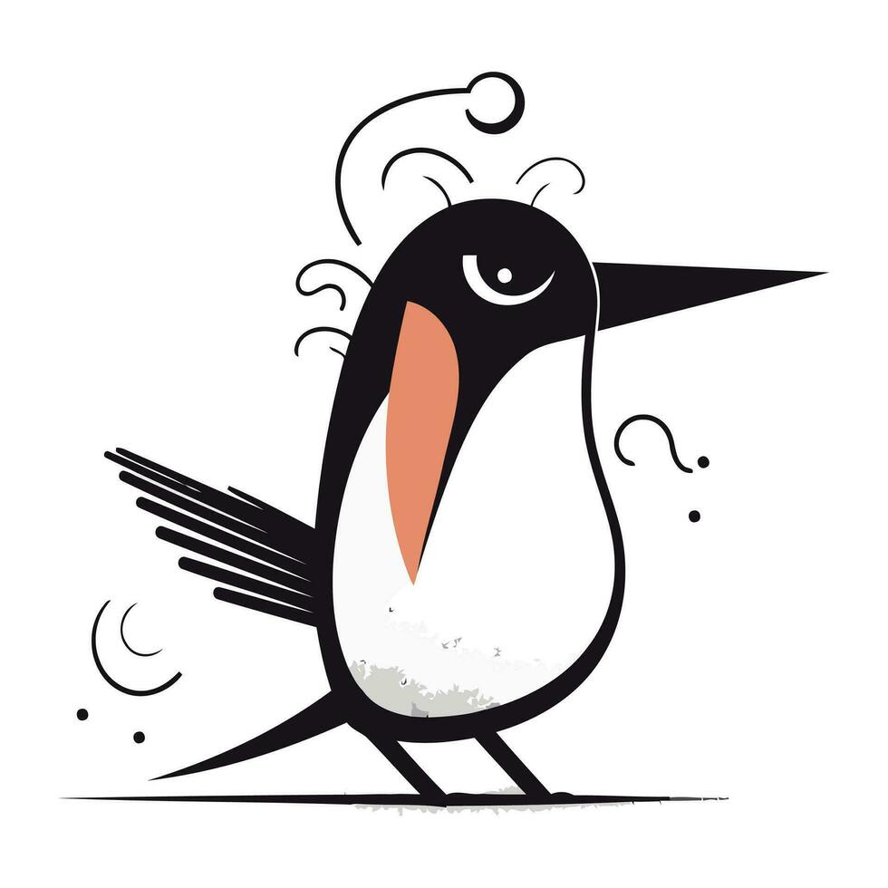 süß Pinguin Vektor Illustration. Hand gezeichnet Karikatur Pinguin.