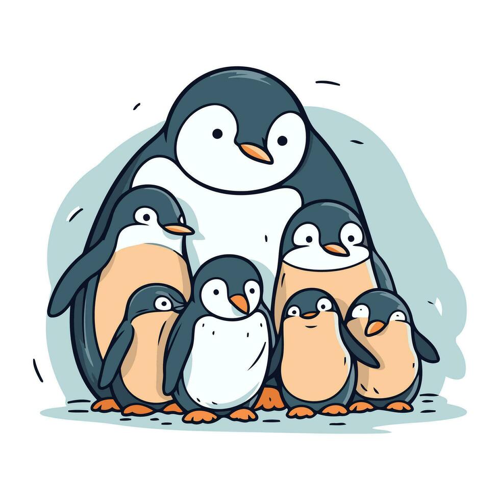 Pinguin Familie. süß Karikatur Tier. Vektor Illustration.