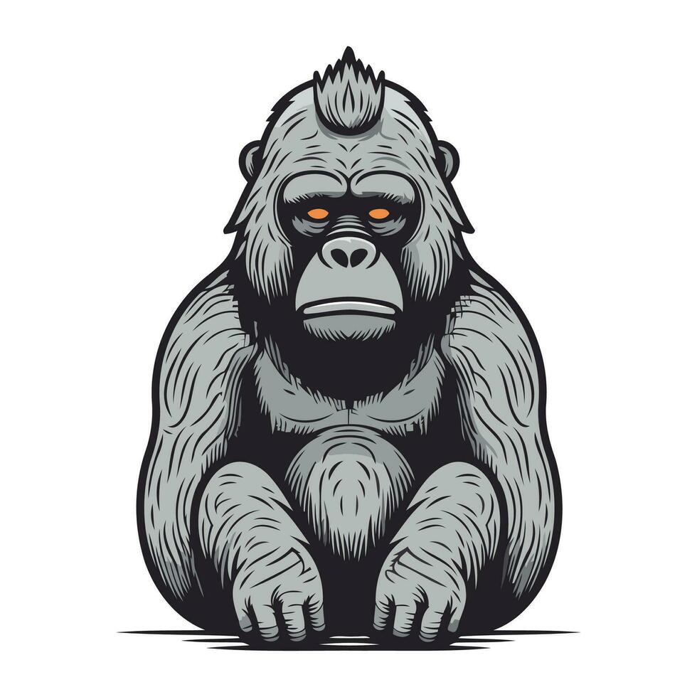 gorilla. vektor illustration av en gorilla på vit bakgrund.