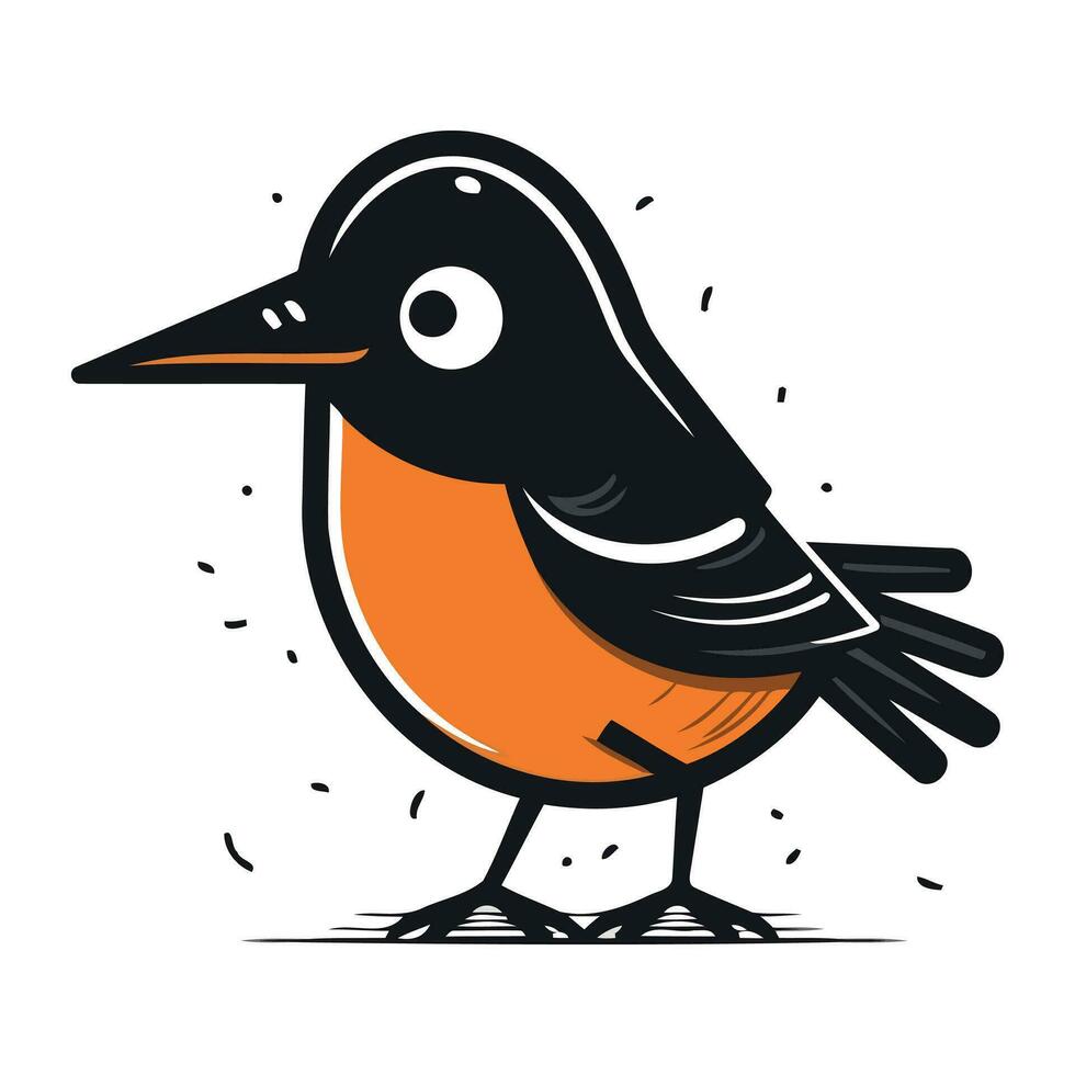 Vektor Illustration von ein Vogel auf ein Weiß Hintergrund. schwarz und Orange