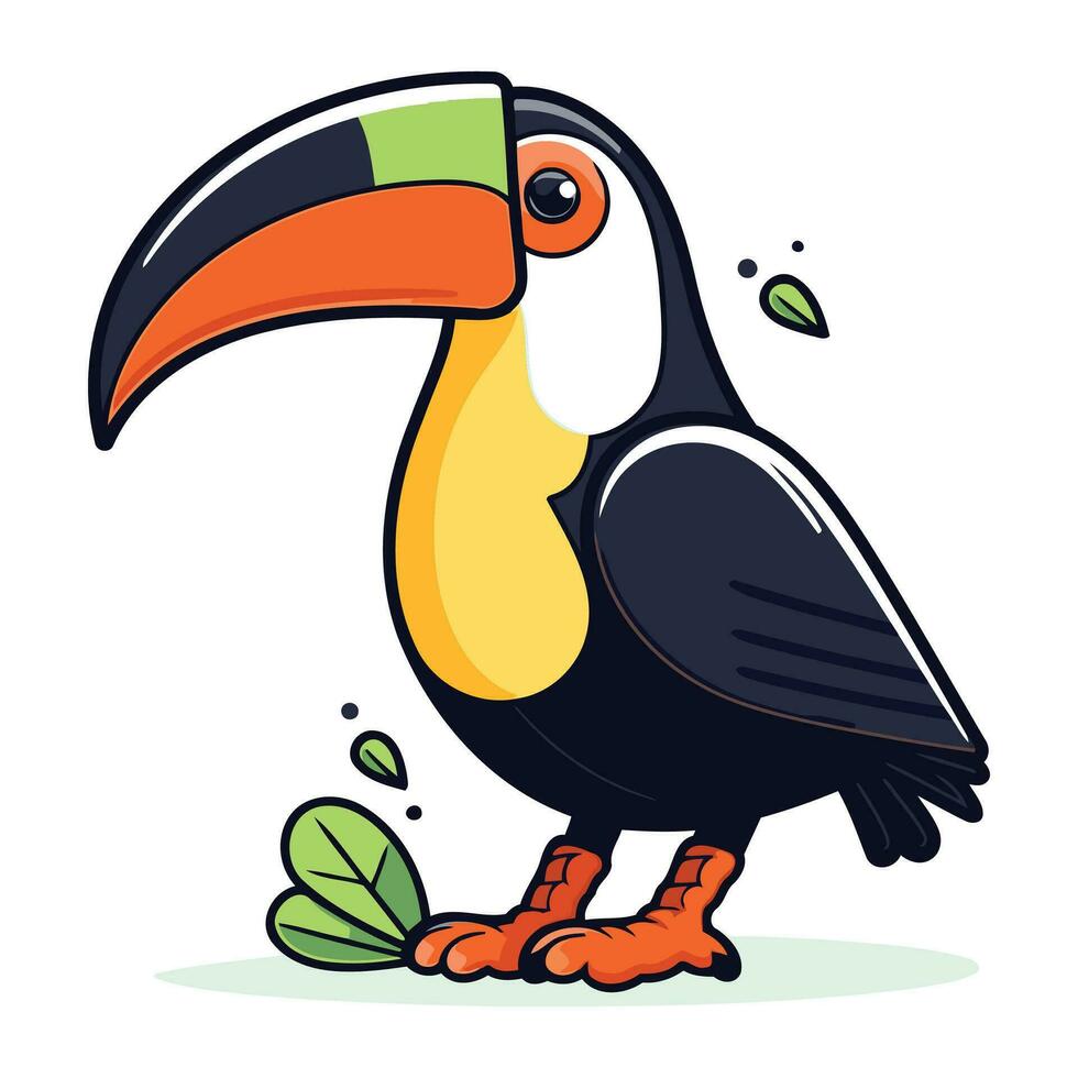 tecknad serie toucan fågel isolerat på vit bakgrund. vektor illustration.