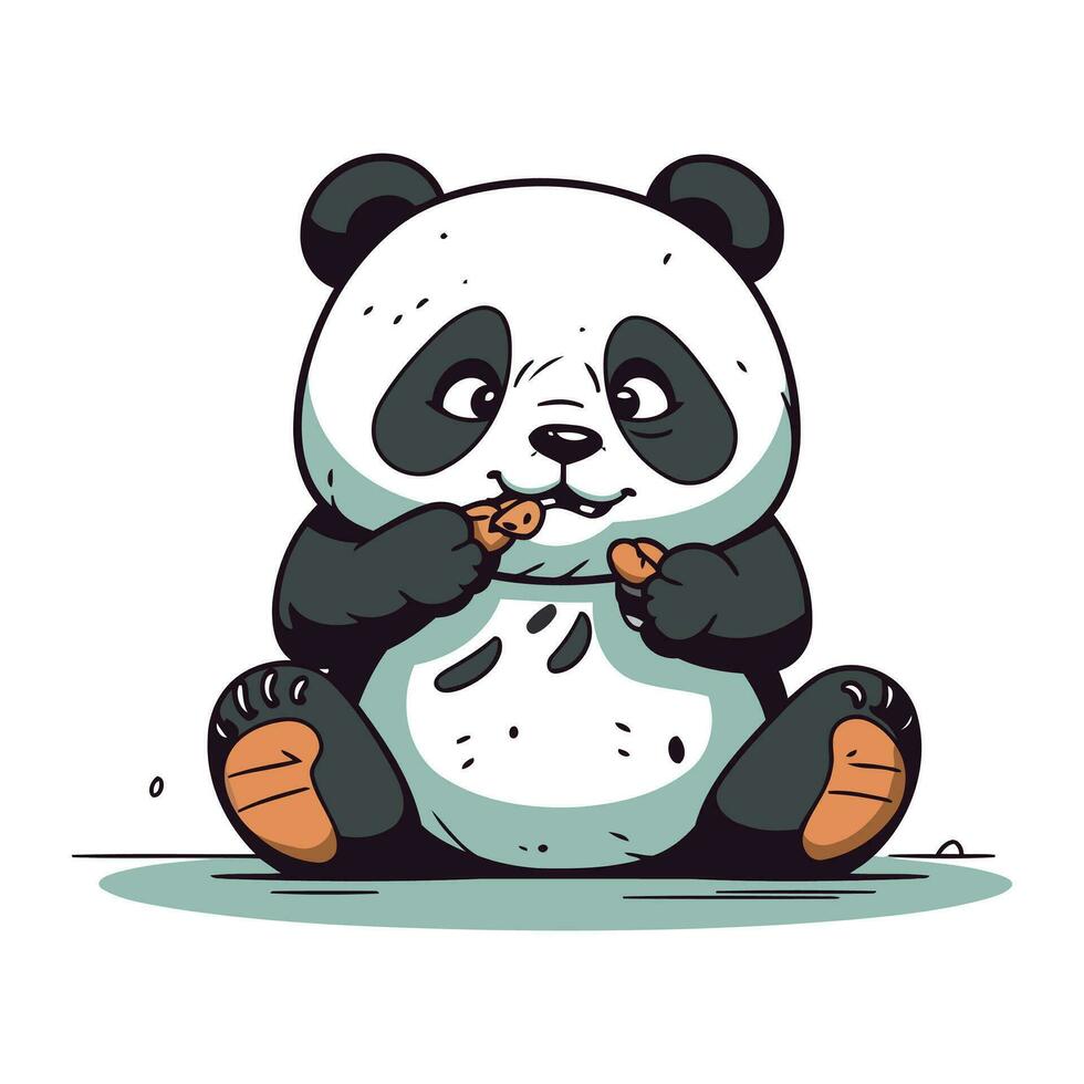 süß Karikatur Panda Sitzung auf das Boden. Vektor Illustration.