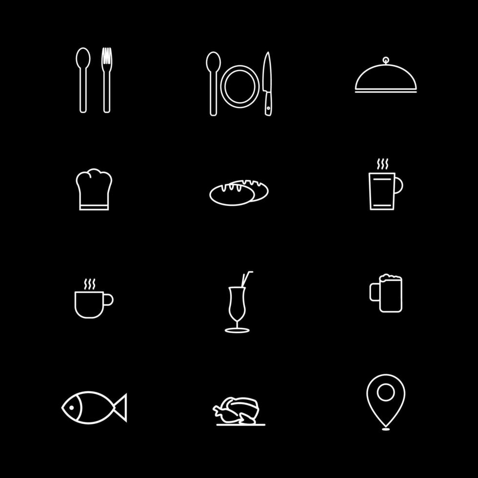 12 restaurang ikonuppsättning vektor