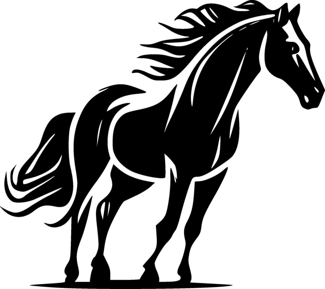 häst, svart och vit vektor illustration