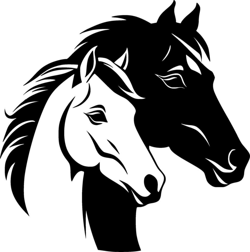 Pferde, schwarz und Weiß Vektor Illustration