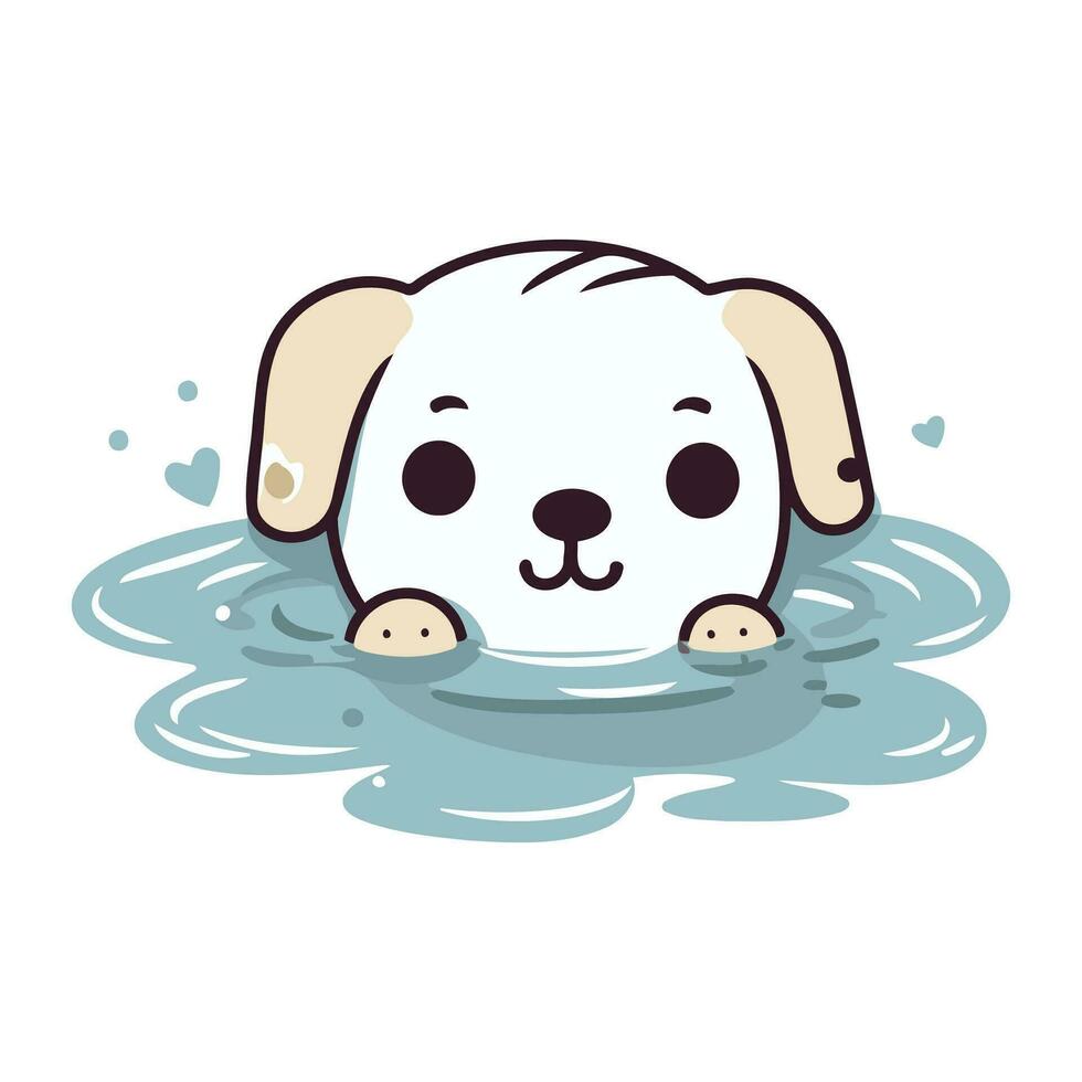 süß Hund im das Wasser. Vektor Illustration auf Weiß Hintergrund.