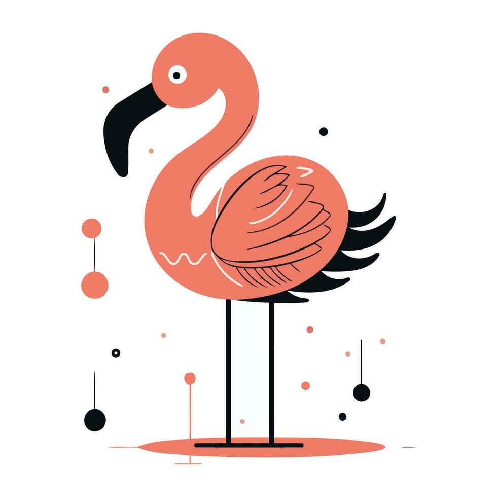 flamingo vektor illustration. flamingo platt stil design.