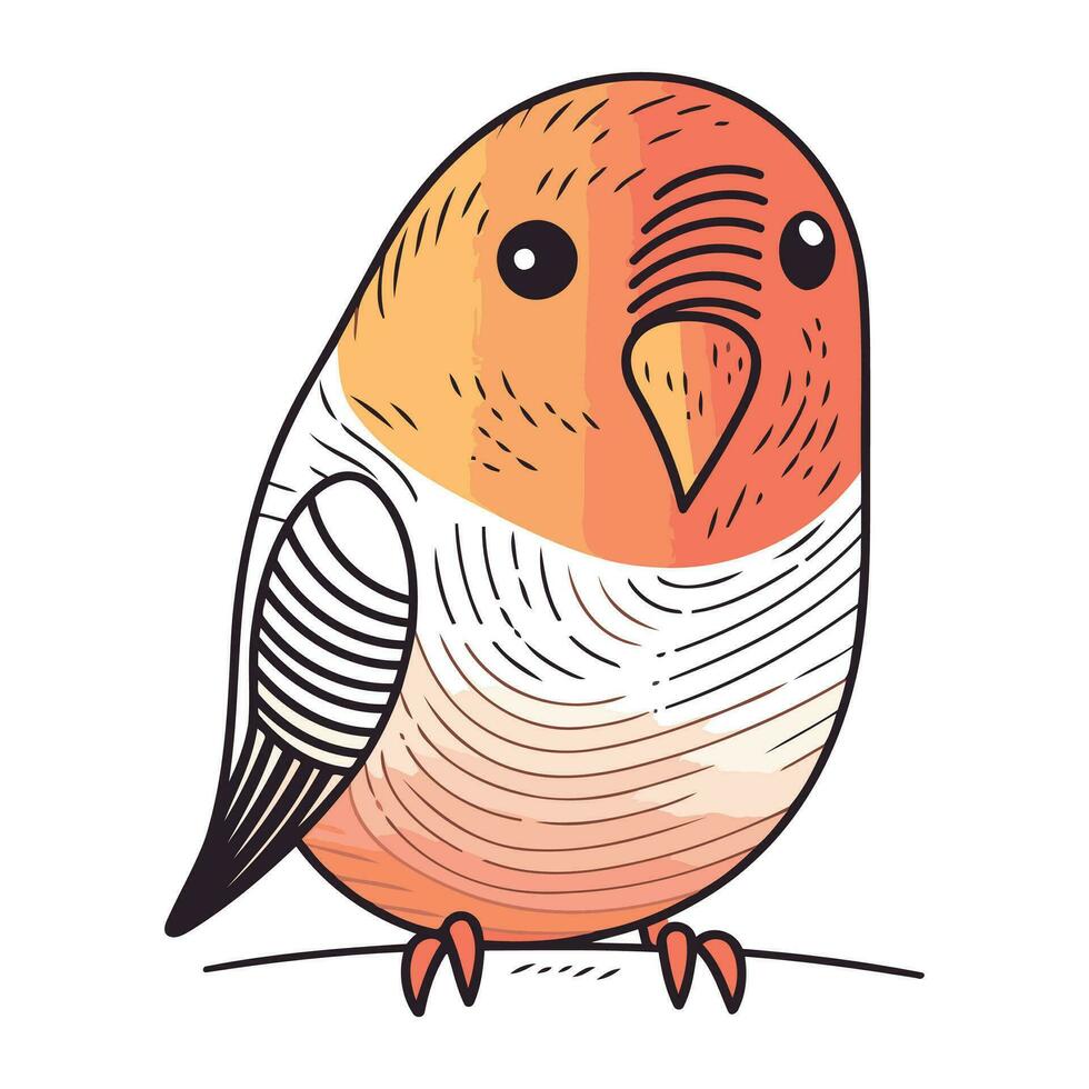 Vektor Illustration von süß Karikatur Vogel isoliert auf Weiß Hintergrund. Hand gezeichnet Gekritzel Stil.