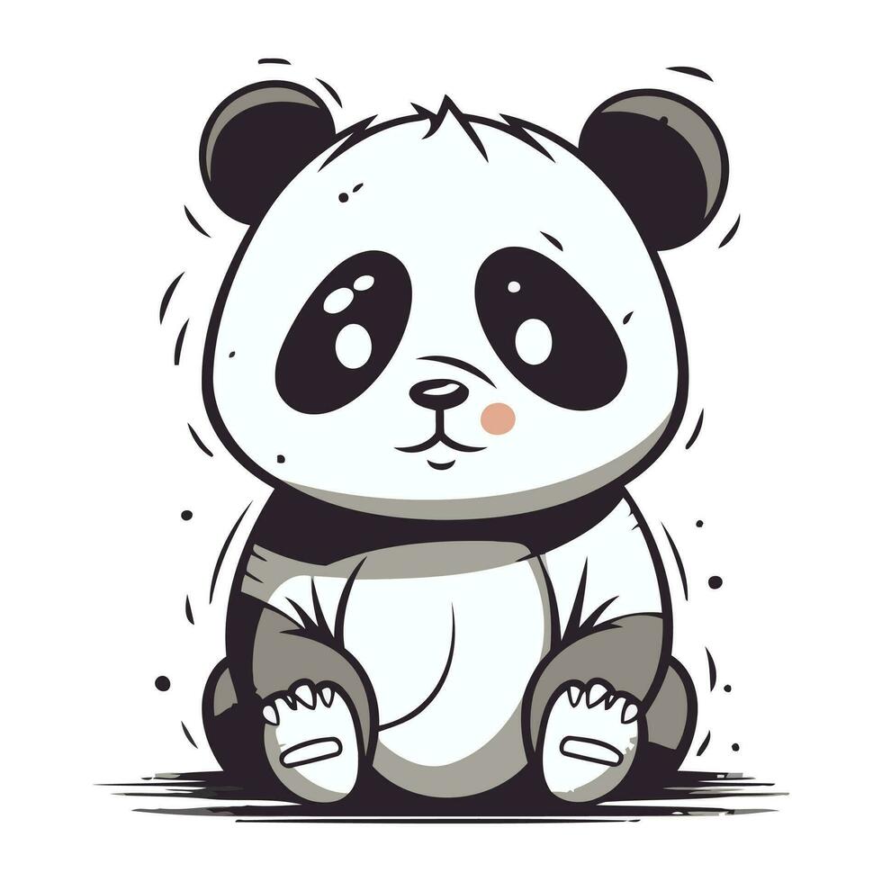 süß Karikatur Panda Bär Sitzung. Vektor Illustration isoliert auf Weiß Hintergrund.