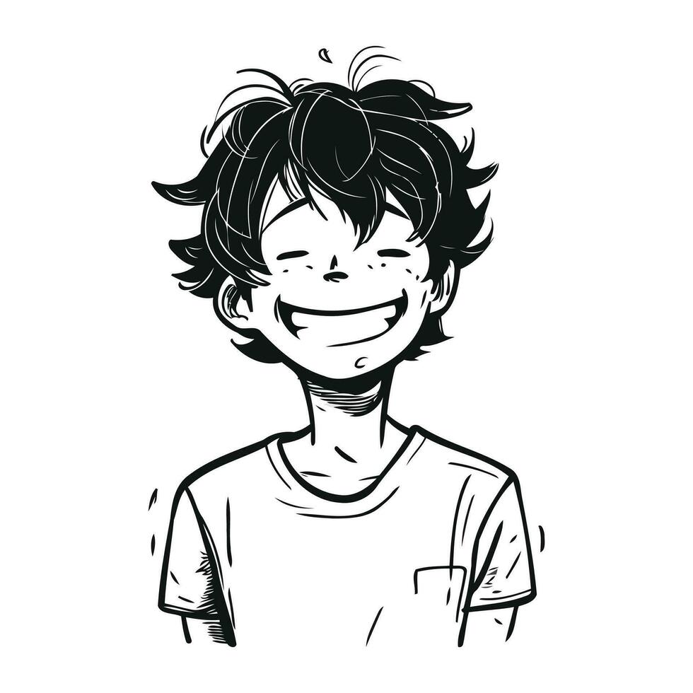 vektor illustration av en pojke med en leende på hans ansikte. känslor.
