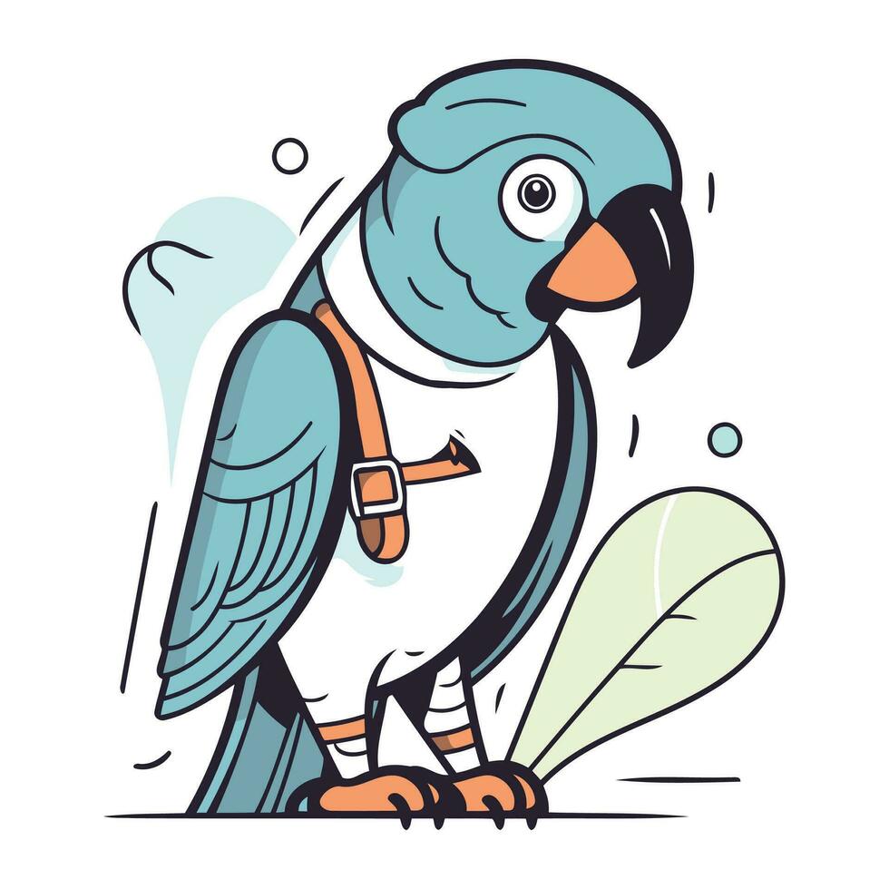 söt tecknad serie papegoja. vektor illustration i klotter stil.