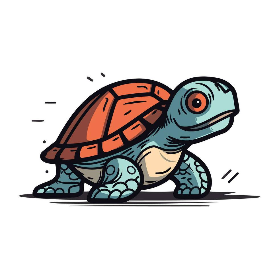 Karikatur Schildkröte. Vektor Illustration. isoliert auf Weiß Hintergrund.