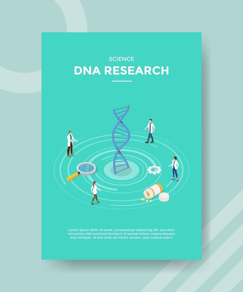 vetenskap dna forskning människor forskare står runt spiral genom vektor