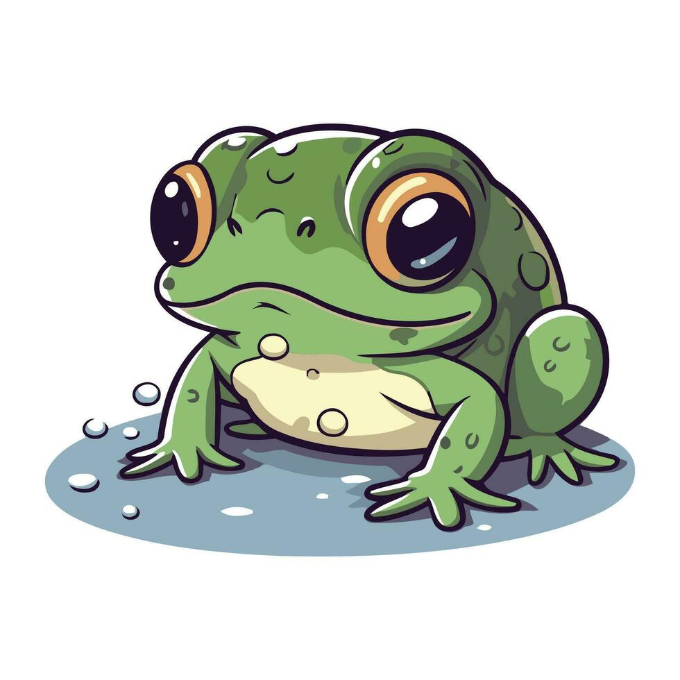 süß Karikatur Frosch isoliert auf ein Weiß Hintergrund. Vektor Illustration.