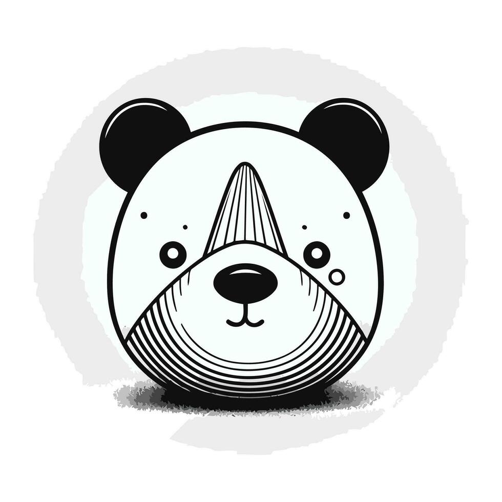 söt panda Björn. vektor illustration i svart och vit.