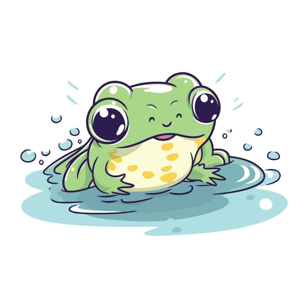 Frosch im Wasser. süß Karikatur Charakter. Vektor Illustration.