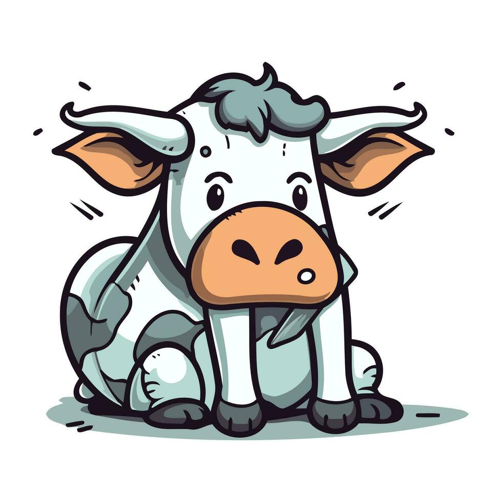 Illustration von ein süß Karikatur Kuh. Vektor Illustration.