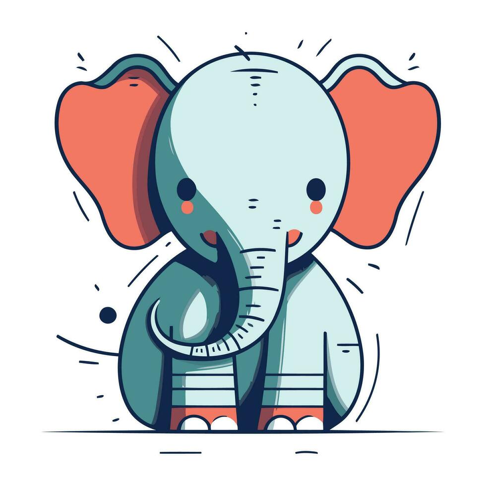 süß Karikatur Elefant Charakter. Vektor Illustration im eben Design Stil.