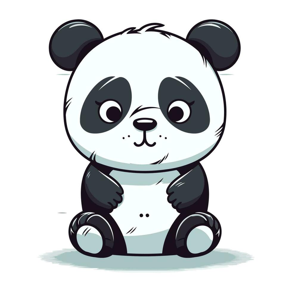 süß Karikatur Panda Sitzung auf Weiß Hintergrund. Vektor Illustration.