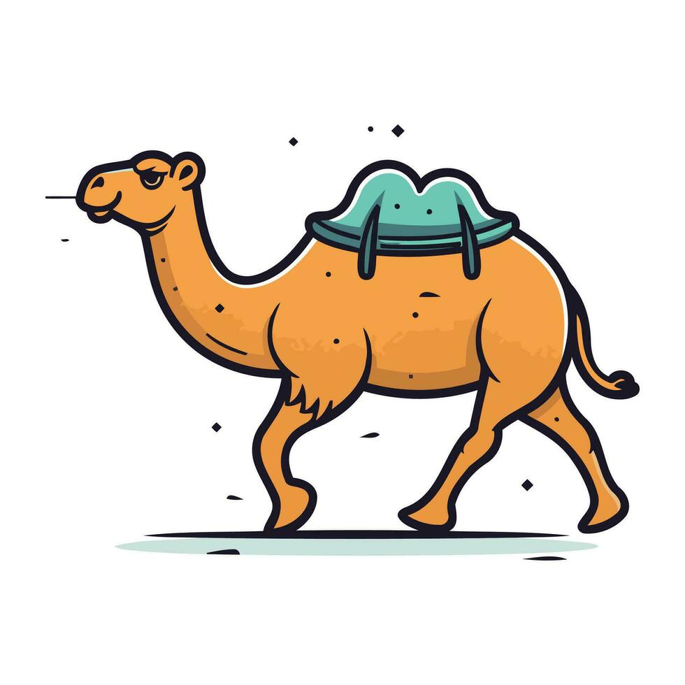 kamel med hatt. vektor illustration av en kamel på en vit bakgrund.