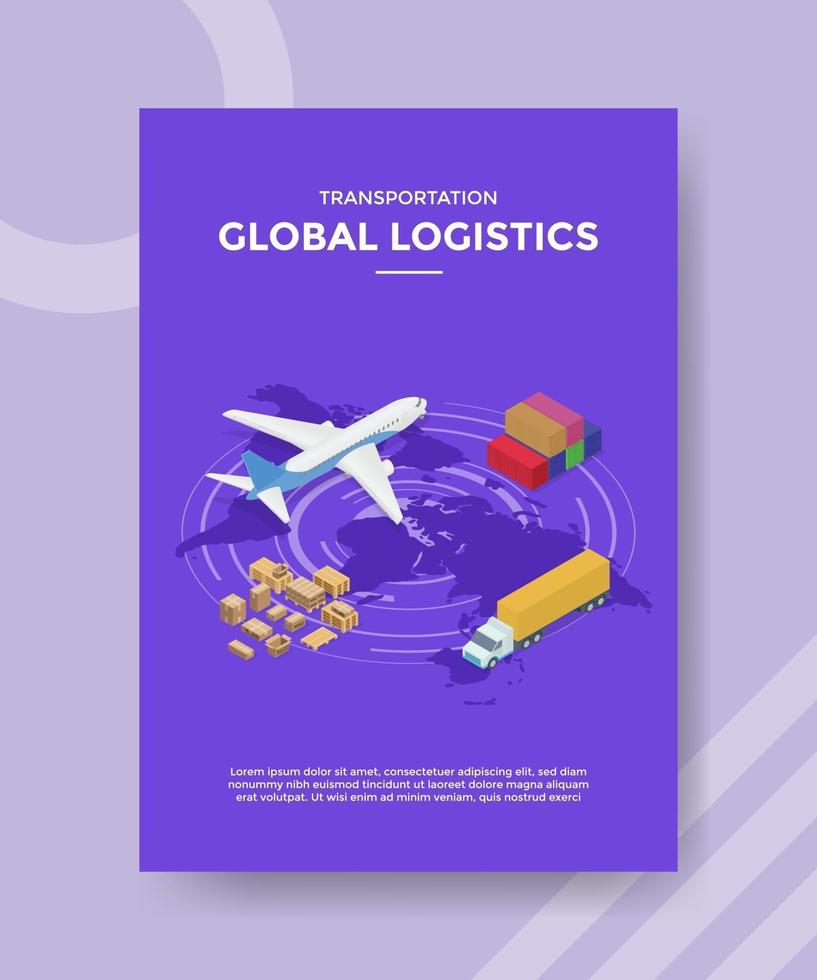 Transport globale Logistik Flugzeug-LKW-Container-Box-Paket vektor