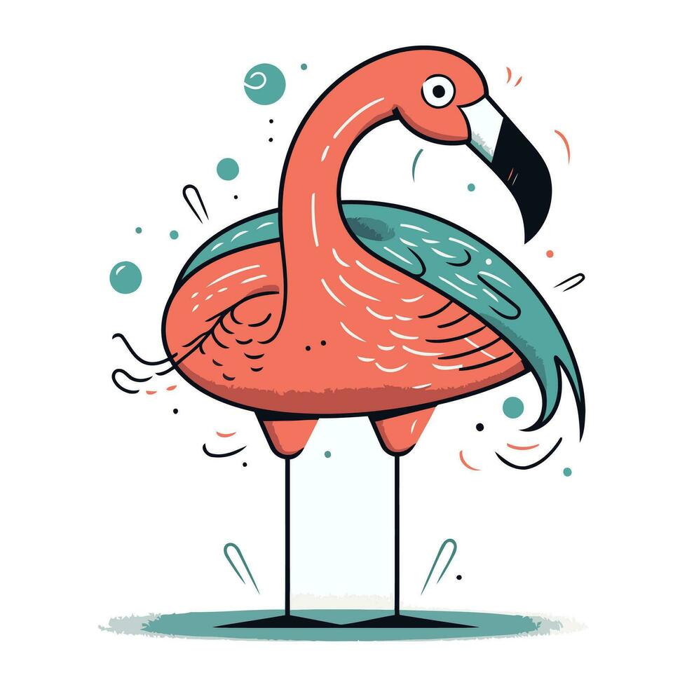 Flamingo Vektor Illustration. Karikatur Flamingo. Vektor Illustration.