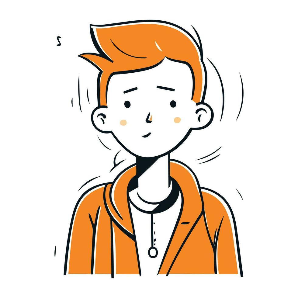 vektor illustration av en ung man med orange hår i en täcka.