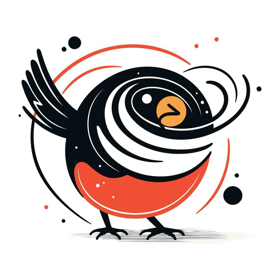 vektor illustration av en söt fågel med en röd näbb på en vit bakgrund.