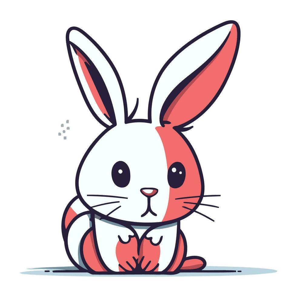söt tecknad serie kanin isolerat på en vit bakgrund. vektor illustration.