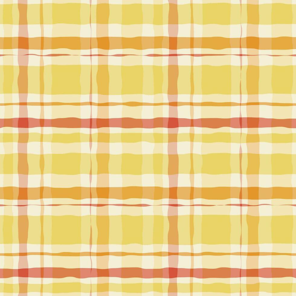 Gelb Aquarell Gingham Plaid. gestreift Farbe Bürste nahtlos Muster vektor