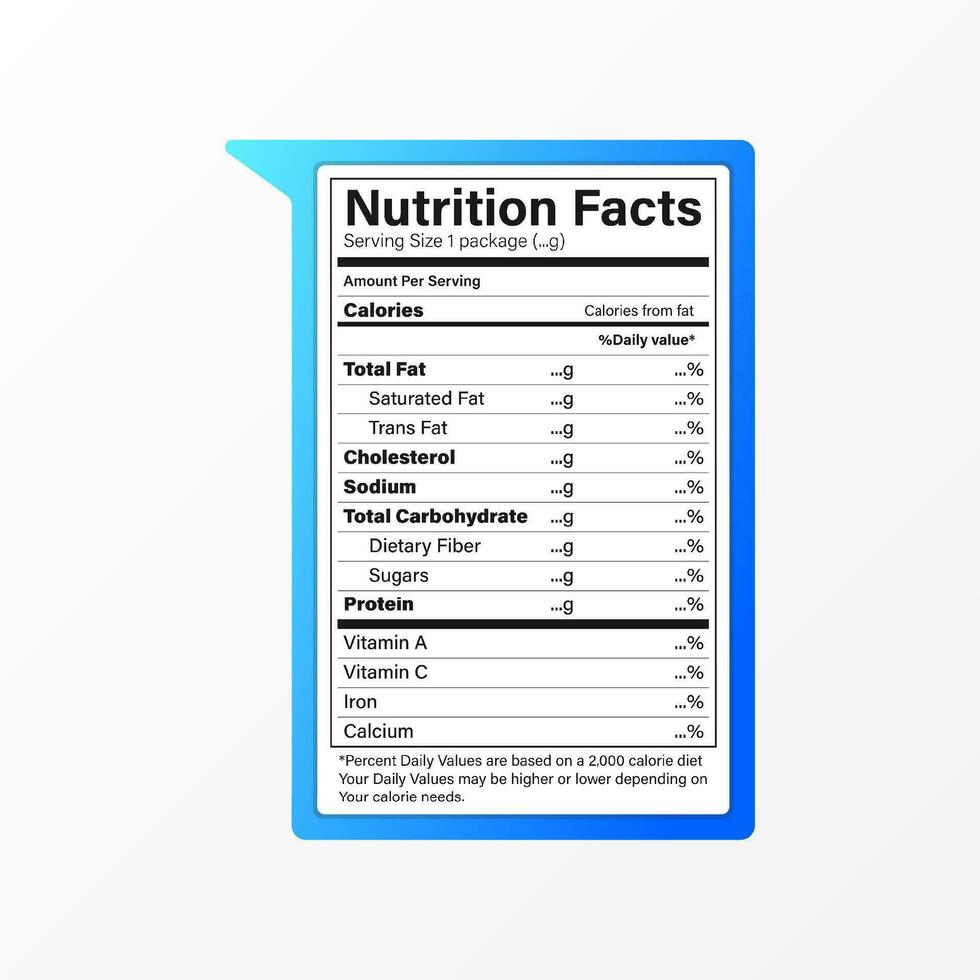 Ernährung Fakten Etikette isoliert mit Weiß Hintergrund vektor
